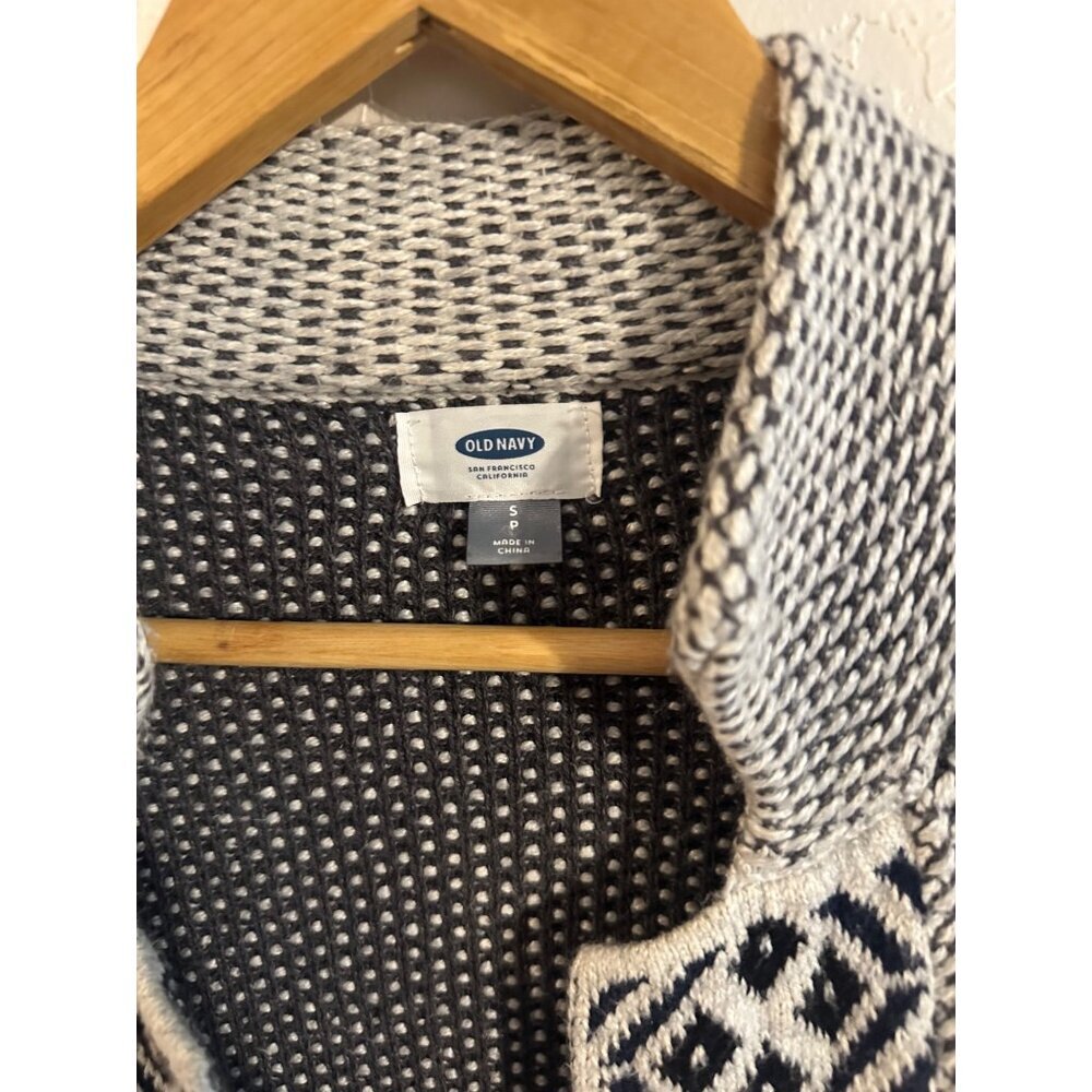 Y Old Navy Jacquard Fair Isle Winter Open Front Long Cozy Cardigan - Picture 9 of 12